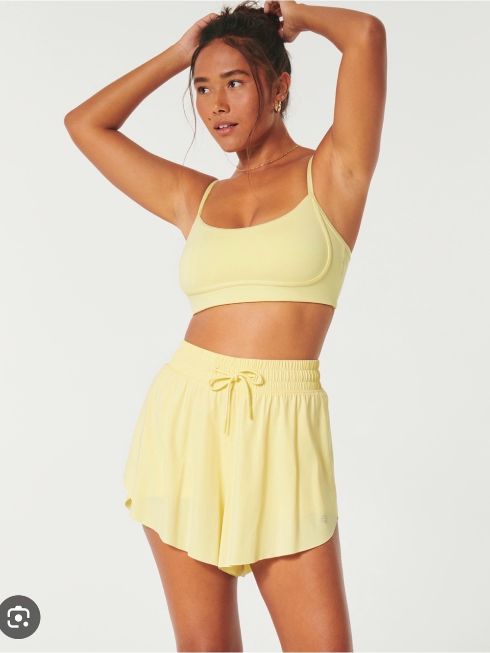 Gilly Hicks active recharge plunge tank and flutter shorts in lemonade